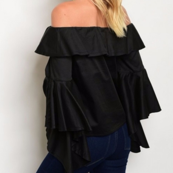 Off Shoulder Long Bell Sleeves Ruffled Fr - Picture 2 of 2